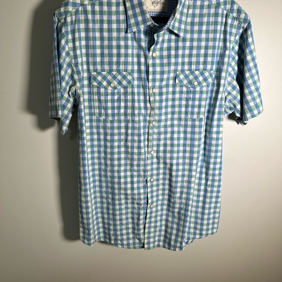 Age Of Wisdom Other - Men's Blue and Green Plaid Casual Shirt